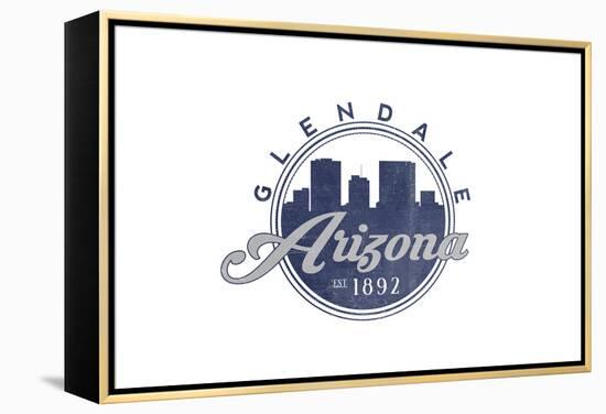 Glendale, Arizona - Skyline Seal (Blue)-Lantern Press-Framed Stretched Canvas