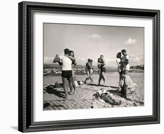 Glendale Junior College Students Dancing to Music From a Portable Radio on Balboa Beach-Peter Stackpole-Framed Photographic Print
