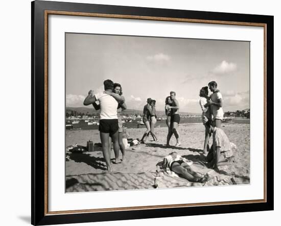 Glendale Junior College Students Dancing to Music From a Portable Radio on Balboa Beach-Peter Stackpole-Framed Photographic Print