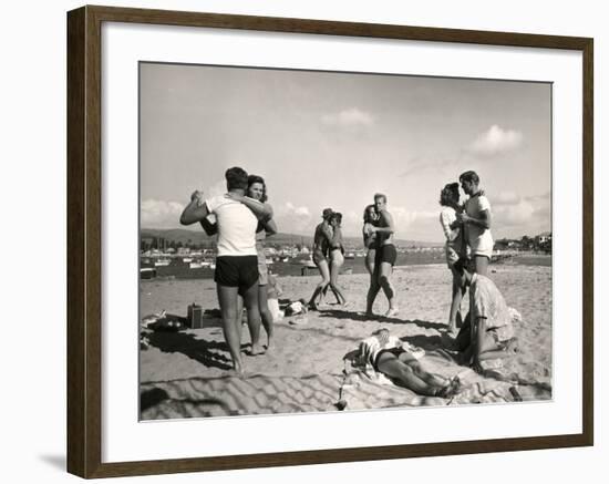 Glendale Junior College Students Dancing to Music From a Portable Radio on Balboa Beach-Peter Stackpole-Framed Photographic Print