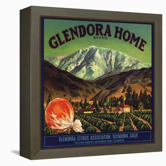 Glendora Home Brand - Glendora, California - Citrus Crate Label-Lantern Press-Framed Stretched Canvas