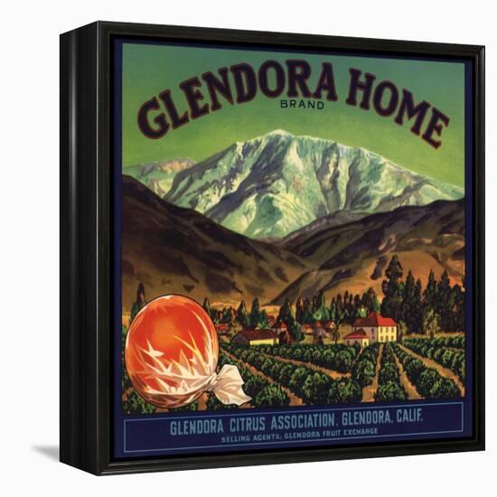 Glendora Home Brand - Glendora, California - Citrus Crate Label-Lantern Press-Framed Stretched Canvas
