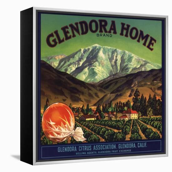 Glendora Home Brand - Glendora, California - Citrus Crate Label-Lantern Press-Framed Stretched Canvas