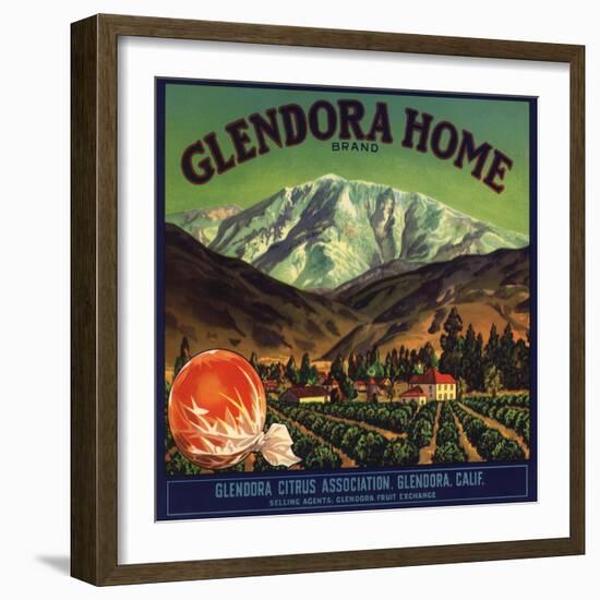 Glendora Home Brand - Glendora, California - Citrus Crate Label-Lantern Press-Framed Art Print