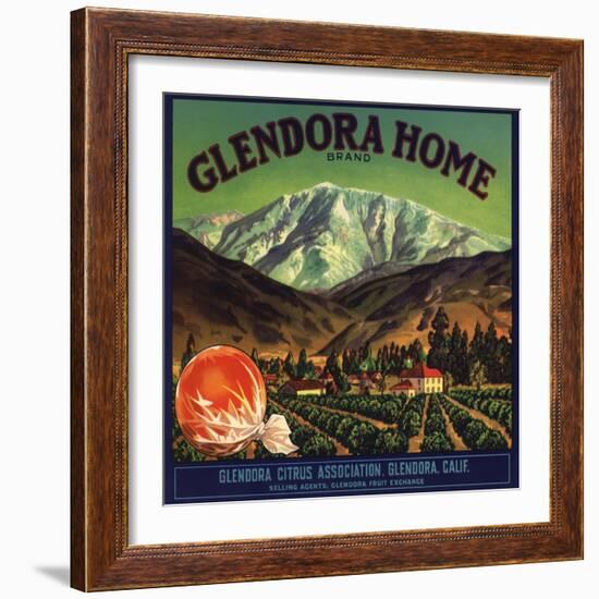 Glendora Home Brand - Glendora, California - Citrus Crate Label-Lantern Press-Framed Art Print