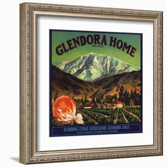 Glendora Home Brand - Glendora, California - Citrus Crate Label-Lantern Press-Framed Art Print