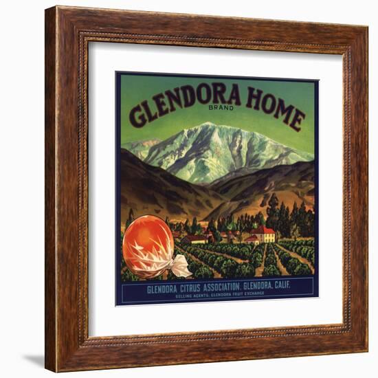 Glendora Home Brand - Glendora, California - Citrus Crate Label-Lantern Press-Framed Art Print