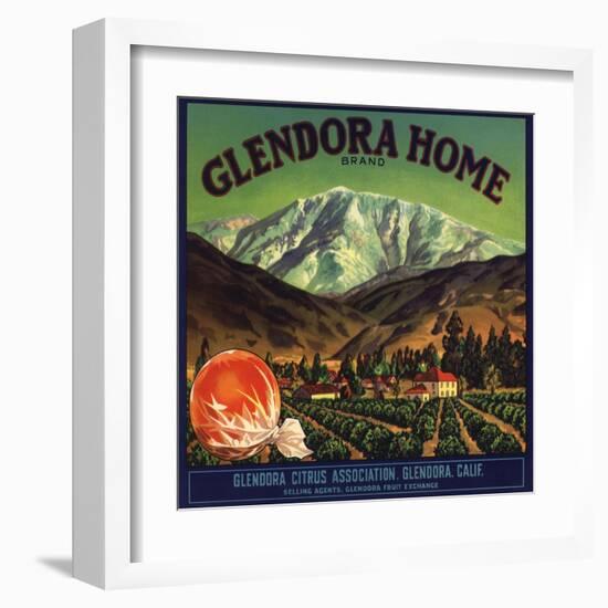 Glendora Home Brand - Glendora, California - Citrus Crate Label-Lantern Press-Framed Art Print