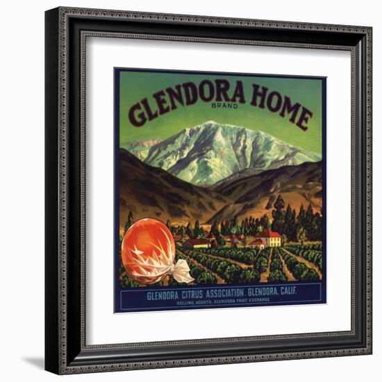 Glendora Home Brand - Glendora, California - Citrus Crate Label-Lantern Press-Framed Art Print