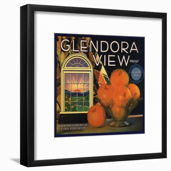 Glendora View Brand - Glendora, California - Citrus Crate Label-Lantern Press-Framed Art Print