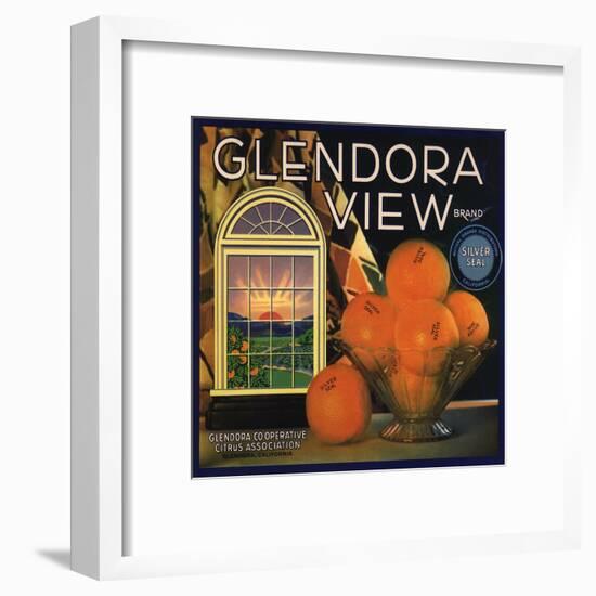 Glendora View Brand - Glendora, California - Citrus Crate Label-Lantern Press-Framed Art Print