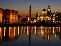 Night View of Albert Dock and the "Three Graces," Liverpool, United Kingdom-Glenn Beanland-Framed Premier Image Canvas