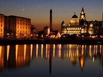 Night View of Albert Dock and the "Three Graces," Liverpool, United Kingdom-Glenn Beanland-Premier Image Canvas