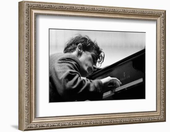 Glenn Gould performing with the Berlin Philharmonic Orchestra under Herbert von Karajan.Berlin1957-Erich Lessing-Framed Photographic Print