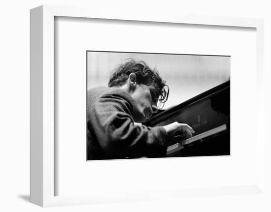 Glenn Gould performing with the Berlin Philharmonic Orchestra under Herbert von Karajan.Berlin1957-Erich Lessing-Framed Photographic Print