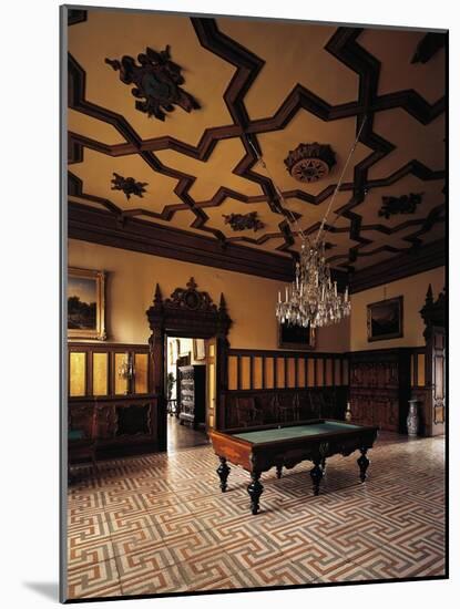 Glimpse of Billiard Room, First Floor, Miramare Castle, Trieste, Friuli-Venezia Giulia, Italy-null-Mounted Giclee Print