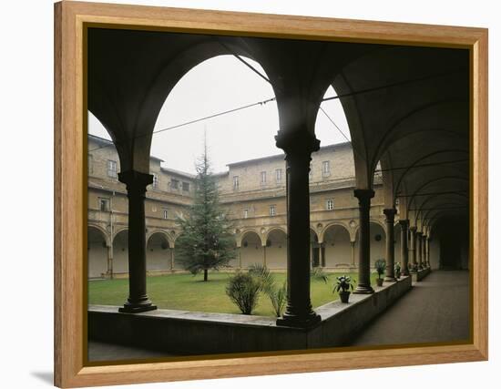 Glimpse of Cloister, St Benedict Abbey of San Giovanni Evangelista, Parma, Italy, 16th Century-null-Framed Premier Image Canvas