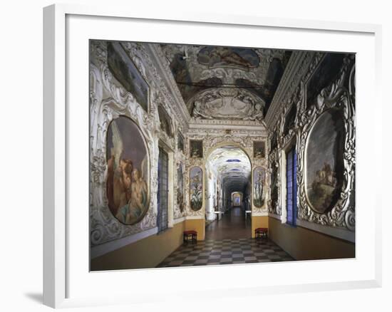 Glimpse of Hall and Poets' Gallery, Rocca Meli-Lupi of Soragna, Near Parma, Emilia-Romagna, Italy-null-Framed Giclee Print
