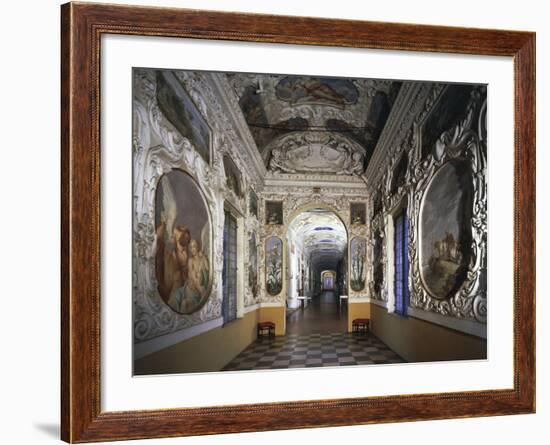 Glimpse of Hall and Poets' Gallery, Rocca Meli-Lupi of Soragna, Near Parma, Emilia-Romagna, Italy-null-Framed Giclee Print