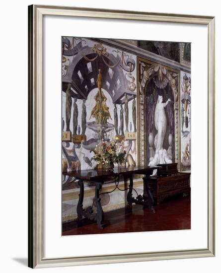 Glimpse of Sala Baglione or Hall of Grotesque, with Frescoes by Cesare Baglione-null-Framed Giclee Print