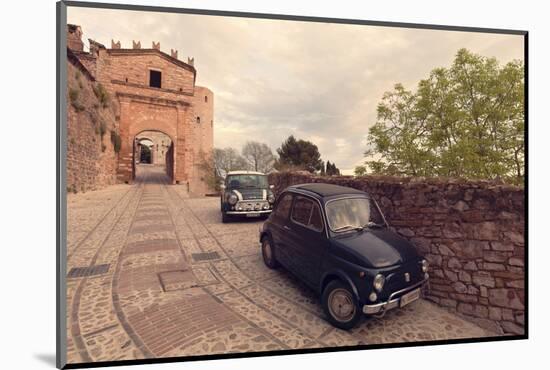 Glimpse of Spello with Vintage Cars in the Foreground, Spello, Perugia District, Umbria, Italy-ClickAlps-Mounted Photographic Print