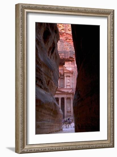 Glimpse of the Treasury from the Siq, Petra, UNESCO World Heritage Site, Jordan, Middle East-Neil Farrin-Framed Photographic Print