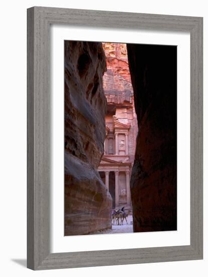 Glimpse of the Treasury from the Siq, Petra, UNESCO World Heritage Site, Jordan, Middle East-Neil Farrin-Framed Photographic Print