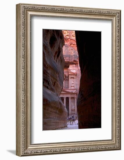 Glimpse of the Treasury from the Siq, Petra, UNESCO World Heritage Site, Jordan, Middle East-Neil Farrin-Framed Photographic Print