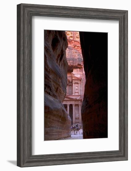 Glimpse of the Treasury from the Siq, Petra, UNESCO World Heritage Site, Jordan, Middle East-Neil Farrin-Framed Photographic Print