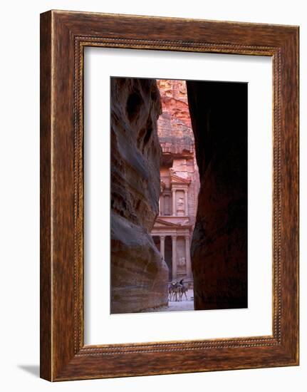 Glimpse of the Treasury from the Siq, Petra, UNESCO World Heritage Site, Jordan, Middle East-Neil Farrin-Framed Photographic Print