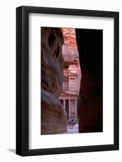 Glimpse of the Treasury from the Siq, Petra, UNESCO World Heritage Site, Jordan, Middle East-Neil Farrin-Framed Photographic Print