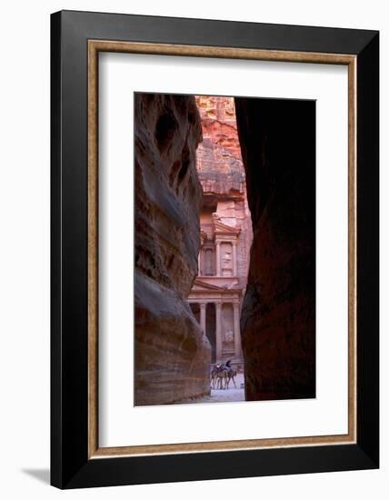 Glimpse of the Treasury from the Siq, Petra, UNESCO World Heritage Site, Jordan, Middle East-Neil Farrin-Framed Photographic Print