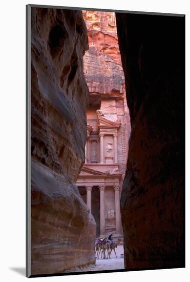 Glimpse of the Treasury from the Siq, Petra, UNESCO World Heritage Site, Jordan, Middle East-Neil Farrin-Mounted Photographic Print