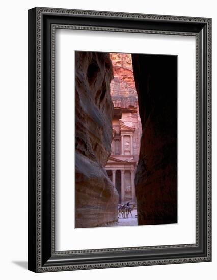 Glimpse of the Treasury from the Siq, Petra, UNESCO World Heritage Site, Jordan, Middle East-Neil Farrin-Framed Photographic Print