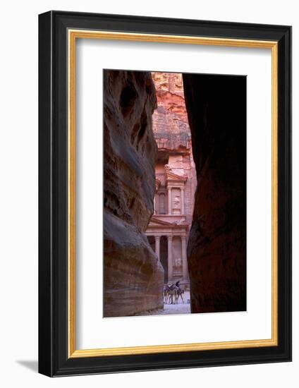 Glimpse of the Treasury from the Siq, Petra, UNESCO World Heritage Site, Jordan, Middle East-Neil Farrin-Framed Photographic Print