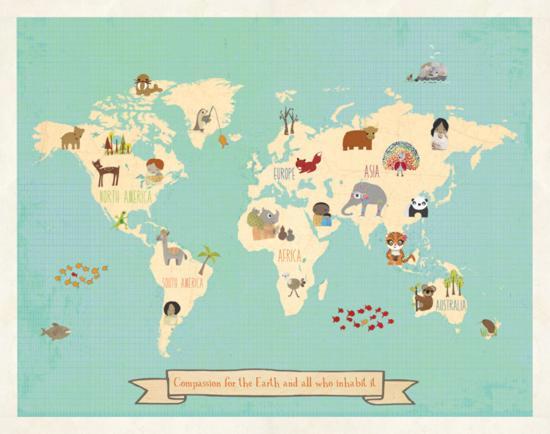 Global Compassion Map poster-Kindred Sol Collective-Framed Print Mount