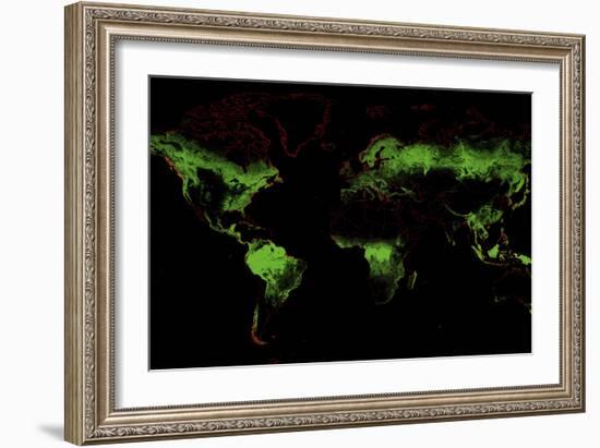 Global Forest Cover-Grasshopper Geography-Framed Giclee Print