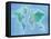 Global Patterned World Map-Arnie Fisk-Framed Stretched Canvas