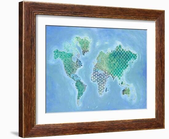 Global Patterned World Map-Arnie Fisk-Framed Art Print