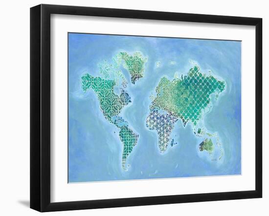 Global Patterned World Map-Arnie Fisk-Framed Art Print