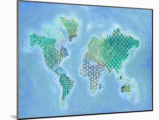 Global Patterned World Map-Arnie Fisk-Mounted Art Print