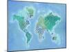 Global Patterned World Map-Arnie Fisk-Mounted Art Print