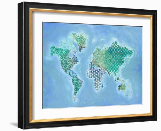 Global Patterned World Map-Arnie Fisk-Framed Art Print