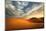 Global Warming Concept. Lonely Sand Dunes under Dramatic Evening Sunset Sky at Drought Desert Lands-Perfect Lazybones-Mounted Photographic Print