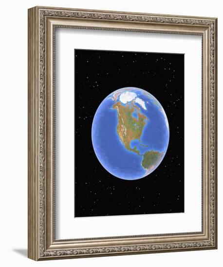 Globe against starfield-Matthias Kulka-Framed Giclee Print