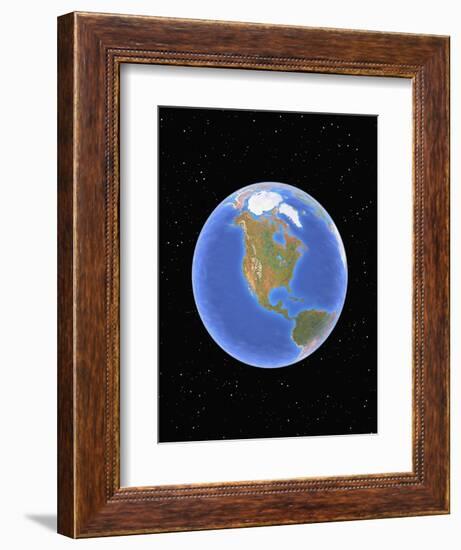 Globe against starfield-Matthias Kulka-Framed Giclee Print