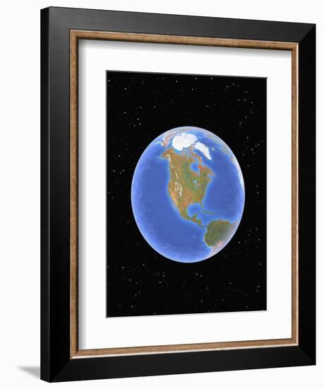 Globe against starfield-Matthias Kulka-Framed Giclee Print