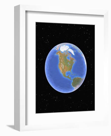 Globe against starfield-Matthias Kulka-Framed Giclee Print