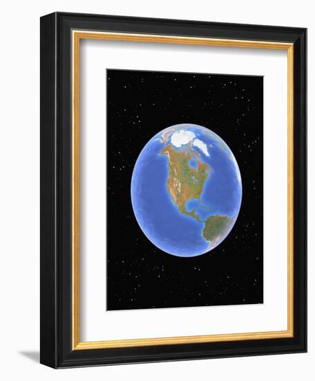 Globe against starfield-Matthias Kulka-Framed Premium Giclee Print