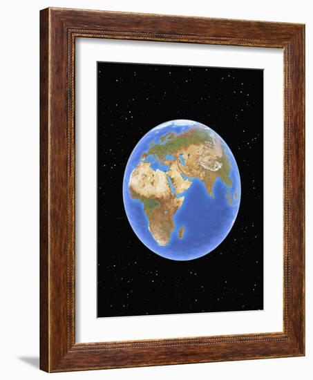 Globe against starfield-Matthias Kulka-Framed Giclee Print